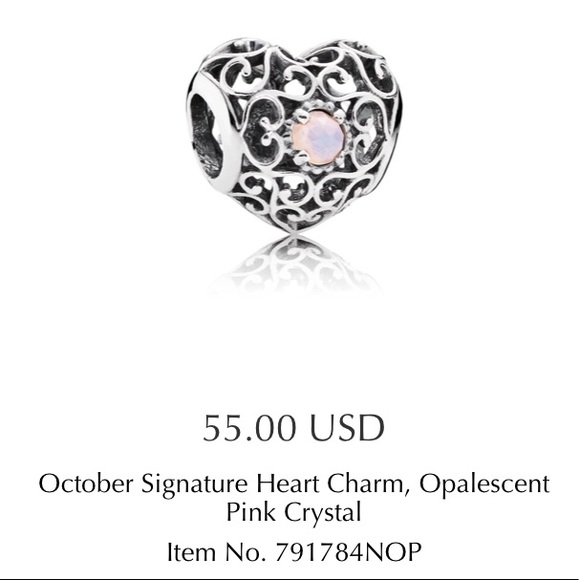 Pandora Jewelry - • Pandora • October Signature Heart Charm